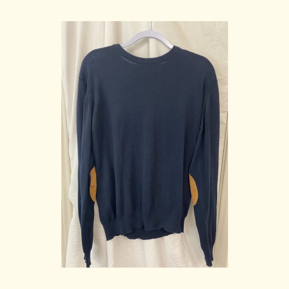 MOTT & GRAND BLUE CREW NECK SWEATER PATCH ELBOW XL